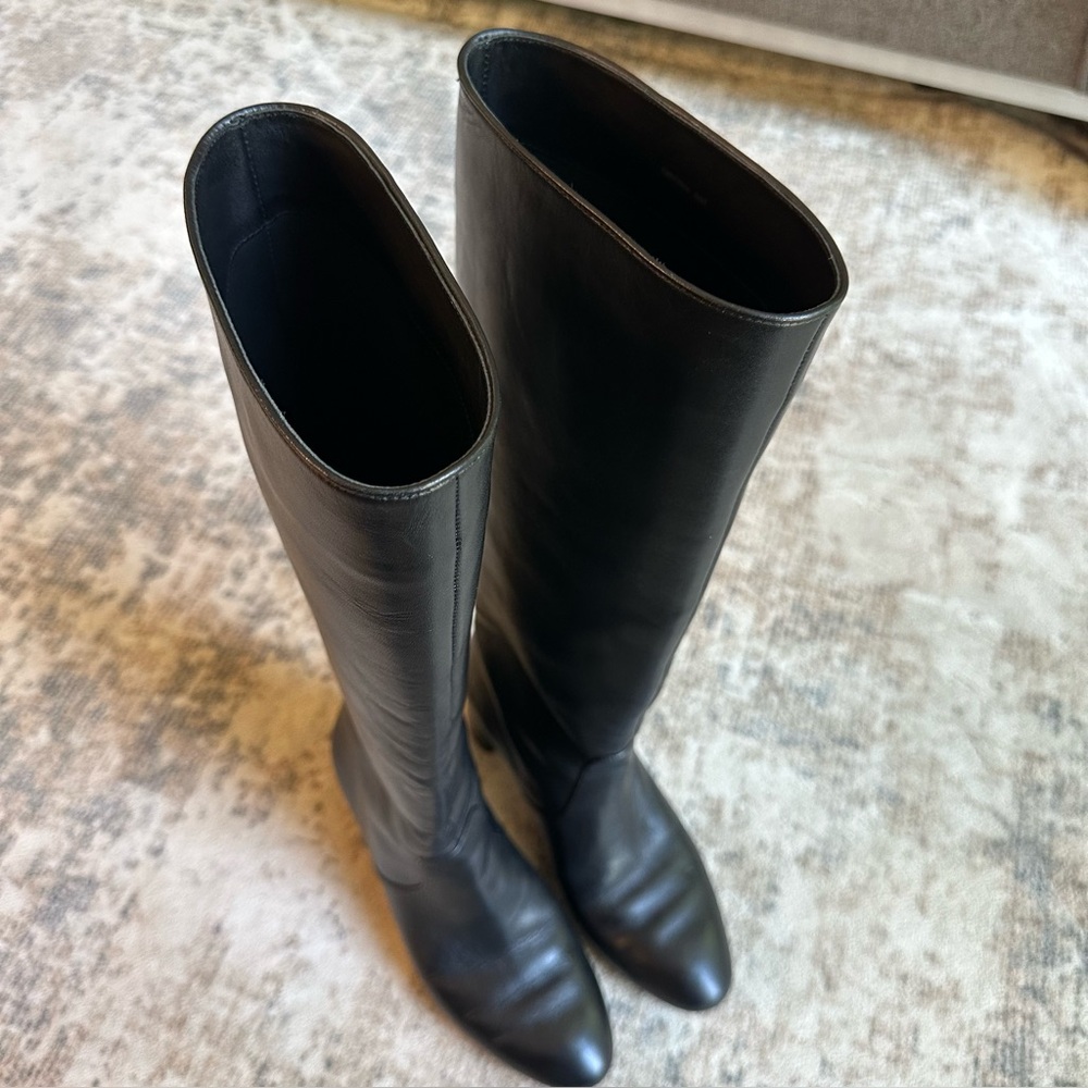 Loeffler Randall Gia Black Leather Tall Boots Sz 6B Almond Toe Mid Heel RT$695 - Picture 5 of 9
